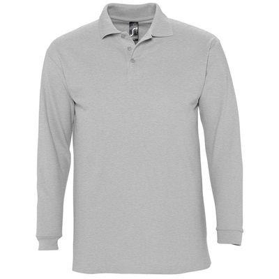 SOL'S Mens Winter II Long Sleeve Pique Cotton Polo Shirt (L (41-42 Chest)) (Grey Marl)