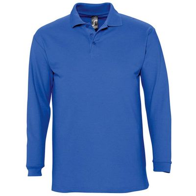 SOL'S Mens Winter II Long Sleeve Pique Cotton Polo Shirt (XL (43-44 Chest)) (Royal Blue)