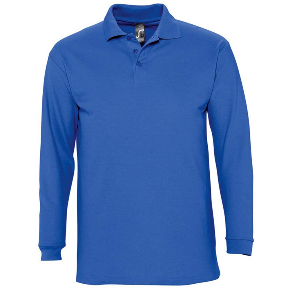 SOL'S Mens Winter II Long Sleeve Pique Cotton Polo Shirt (XL (43-44 Chest)) (Royal Blue)