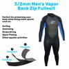 H2Odyssey 3/2mm Men's Vapor Back Zip Wetsuit for Men - Mens Long Sleeve Swimsuit for Surf Board and Deep Sea Diving (Large, Blue) view 2