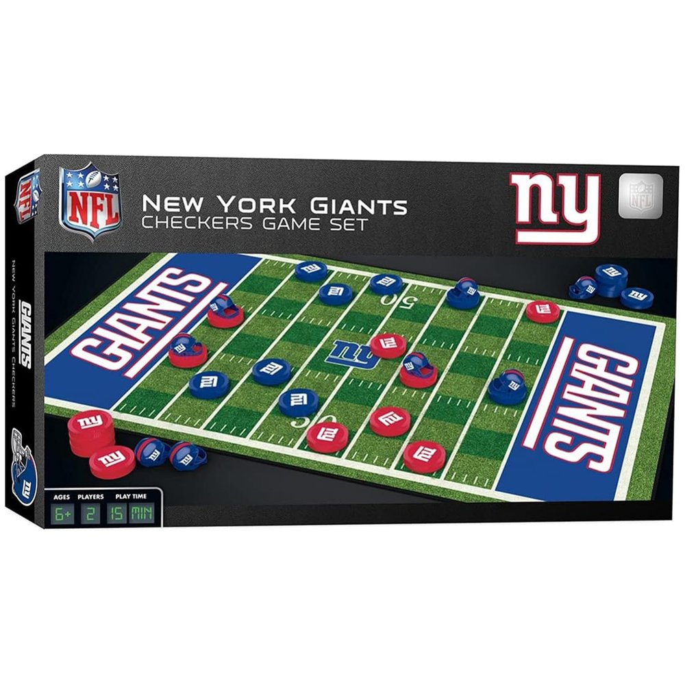 MasterPieces - NFL Checkers, Officially Licensed New York Giants Football Board Game for 2 Players, Family Fun for Kids & Adults