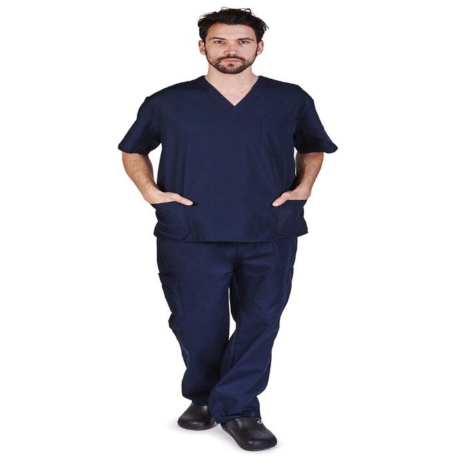 Natural Uniforms Comfortable Fit Men's Workwear Uniform 8 Pocket Top and Pant Set XXL Dark Navy Blue