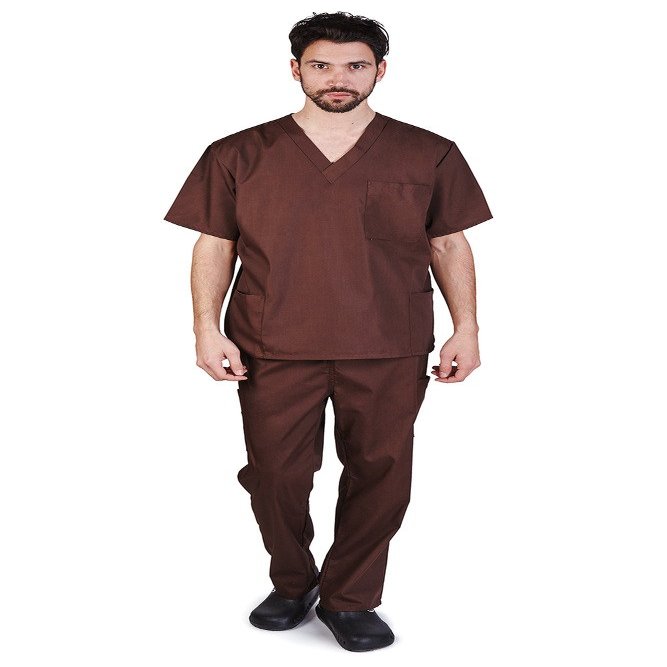 Natural Uniforms Comfortable Fit Men's Workwear Uniform 8 Pocket Top and Pant Set XL Chocolate