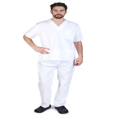 Natural Uniforms Comfortable Fit Men's Workwear Uniform 8 Pocket Top and Pant Set XXL White