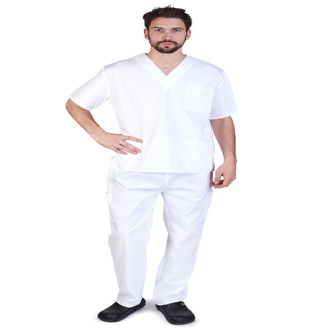 Natural Uniforms Comfortable Fit Men's Workwear Uniform 8 Pocket Top and Pant Set XXL White