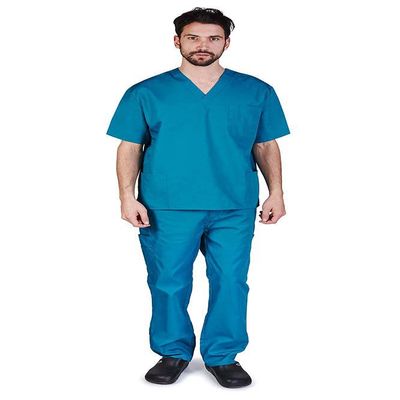 Natural Uniforms Comfortable Fit Men's Workwear Uniform 8 Pocket Top and Pant Set S Teal