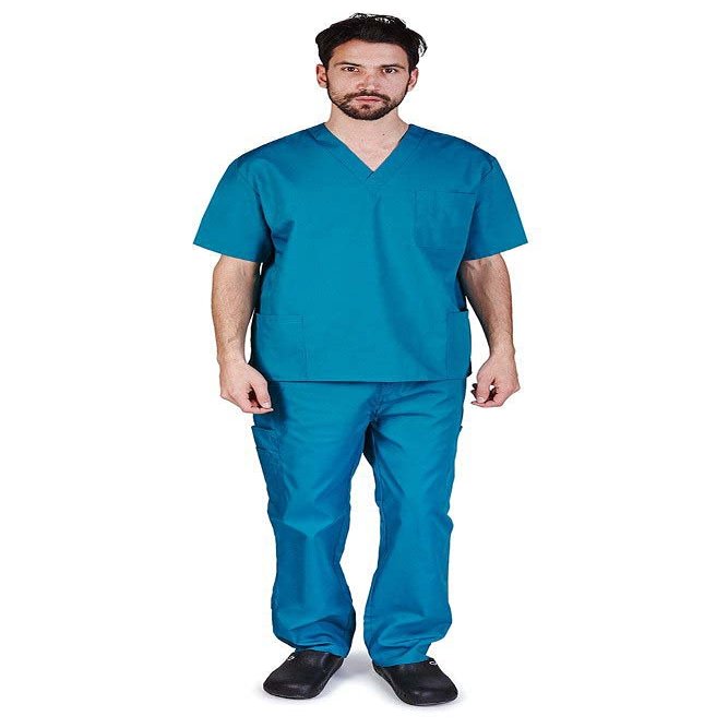 Natural Uniforms Comfortable Fit Men's Workwear Uniform 8 Pocket Top and Pant Set S Teal