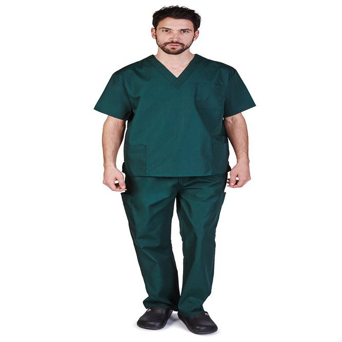 Natural Uniforms Comfortable Fit Men's Workwear Uniform 8 Pocket Top and Pant Set L Hunter Green