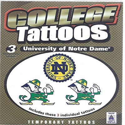 University of Notre Dame College Tattoos (3 Individual Tattoos)