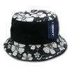 DECKY Floral Brim Polo Bucket Hat, Black, Small/Medium view 1