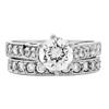 1000 Jewels Jaclyn: 2.45ct 2 pc Brilliant Cut Ice on Fire CZ 6-Prong Style Wedding Ring Set Steel, 3194B sz 5.0 view 1