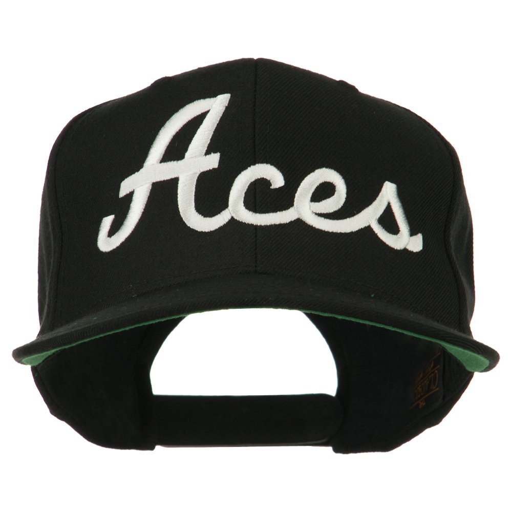 Aces Embroidered Flat Bill Cap - Black OSFM