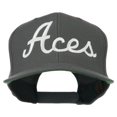 Aces Embroidered Flat Bill Cap - Grey OSFM