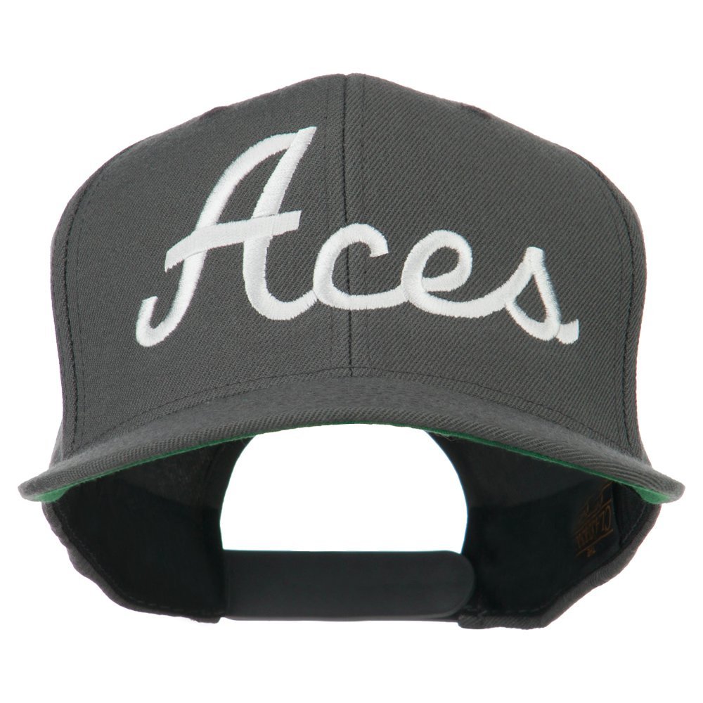 Aces Embroidered Flat Bill Cap - Grey OSFM