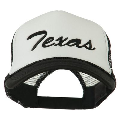 e4Hats.com Mid States Texas Embroidered Foam Mesh Back Cap - Black White OSFM