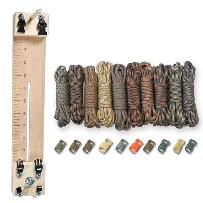 Paracord Planet 550 lb Type III Paracord Combo Crafting Kit with a 10 Pocket Pro Jig  Additional Monkey Fist Jig Option