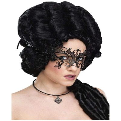 Fun World Women's Elegant Laser Cut Mask, Black, Standard