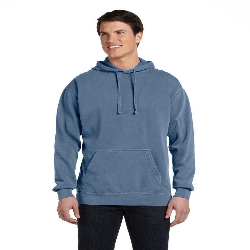 Chouinard Adult Blended Ring-Spun Hooded Sweatshirt, Blue Jean, 3XL