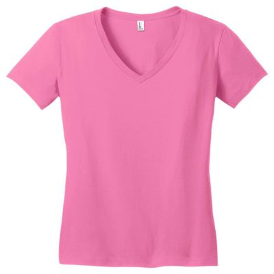District Juniors Very Important Tee V-Neck Shirt-S (True Pink)