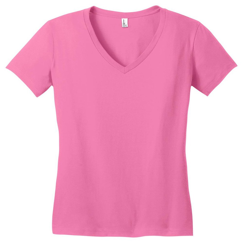 District Juniors Very Important Tee V-Neck Shirt-S (True Pink)