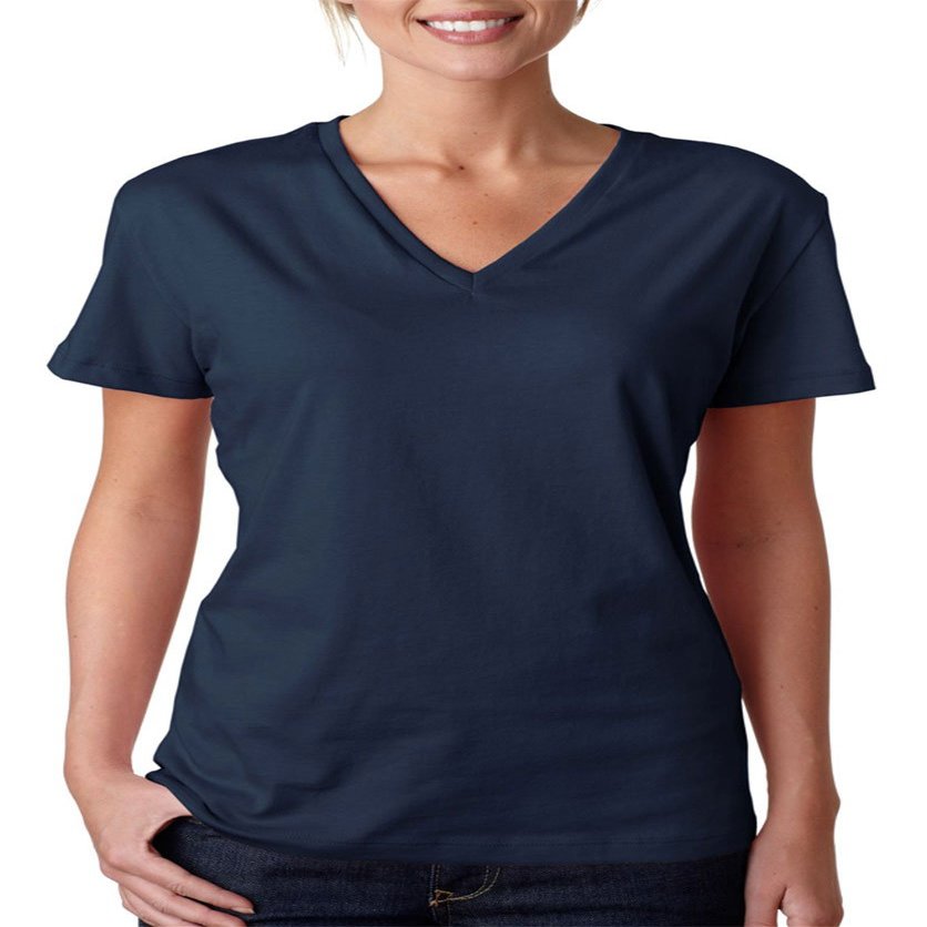 Bella + Canvas Missy Jersey Short-Sleeve V-Neck T-Shirt-2XL (Navy)