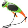 RIVBOS Kids Sunglasses Boys with Strap Polarized Rubber Flexible Shades for Toddler and Children Age 3-10 RBK003-1 Green view 1