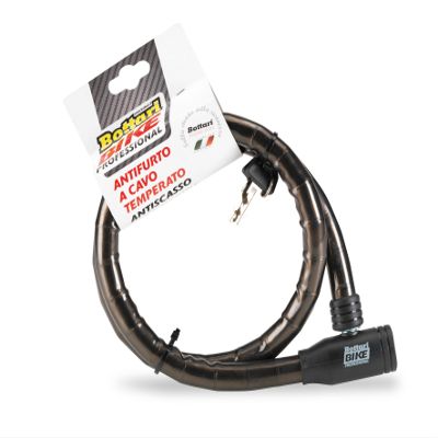 Bottari Bike Men's Security Anti Theft Cable with Lock and Key Super Tough Soft Sheath in PVC-Black, 1000 mm