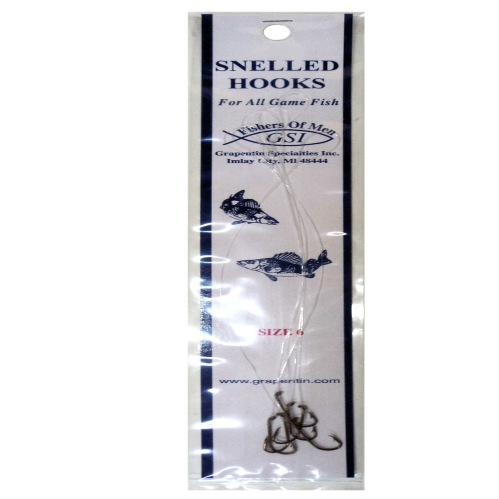 Catchmore Bronze Baitholder Snelled Hooks - Size 6-6 Per Pack, 24 Packs = 144 Hooks BH-6