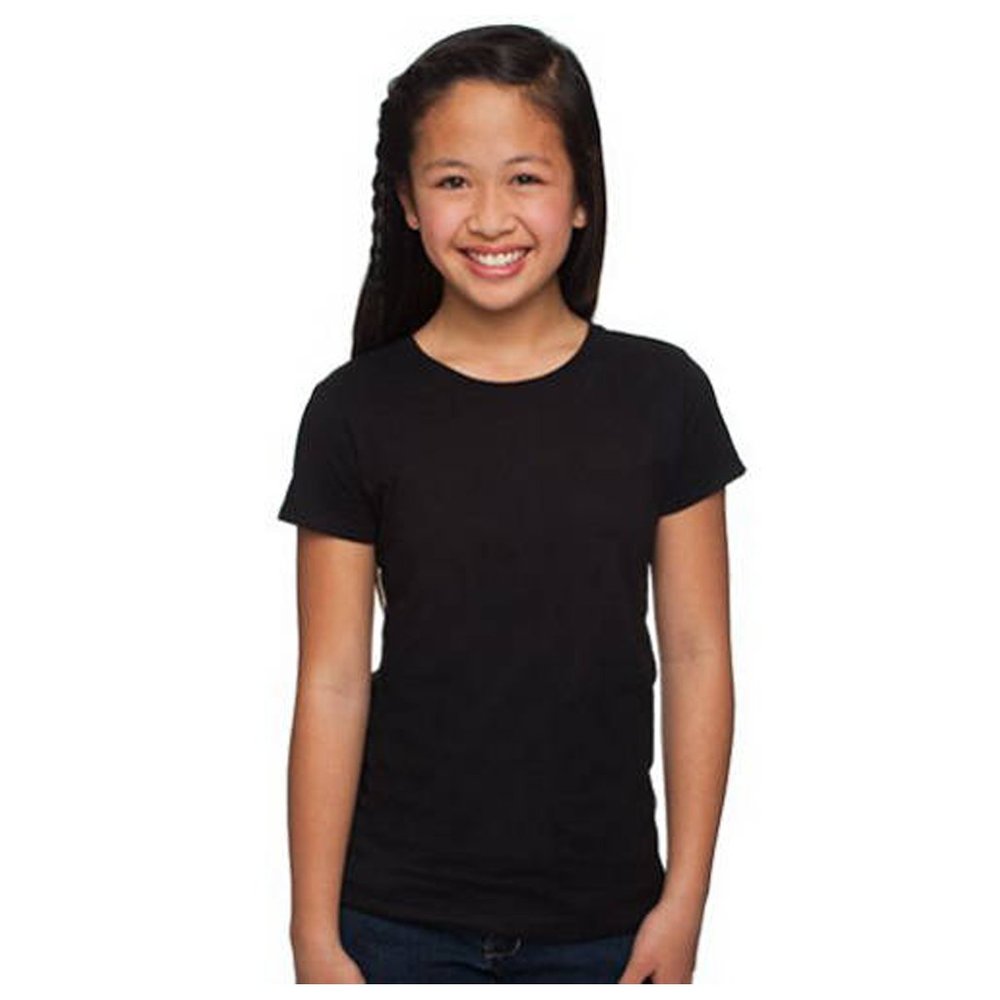 NEXT LEVEL APPAREL Girls Youth Cotton Princess T-Shirt, Dark Black, Small