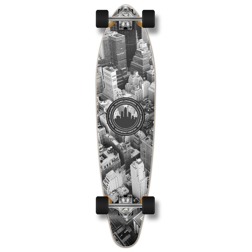 Yocaher Graphic Series Complete Kicktail Skateboards Longboard w/BlackWidow Premium 80A Grip Tape, Aluminum Truck, ABEC9 Bearing, 71mm Skateboard Wheels (New York)