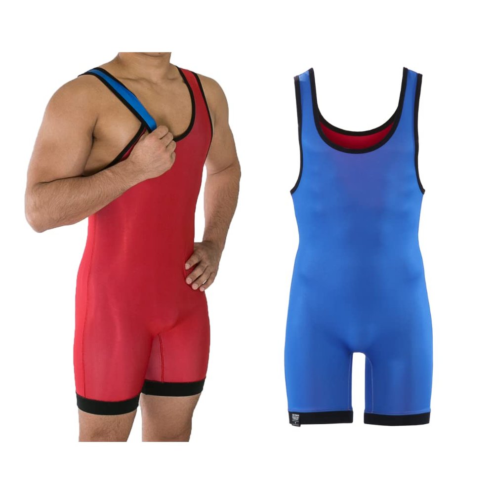 Matman USA The Standard Men's & Boys Reversible Wrestling Singlet Freestyle Greco Roman Folkstyle Blue/Red Made in U.S.A. (Royal/Red, 4X-Small)