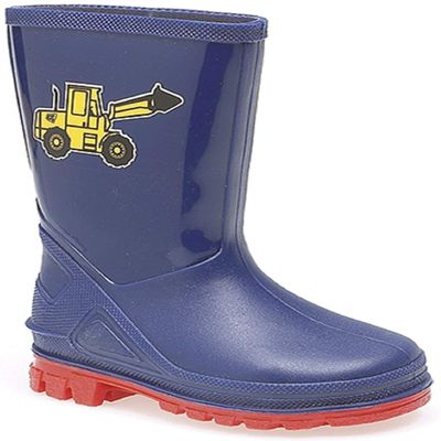 StormWells Girls Puddle Flowers Wellingtons, Navy Blue Red Pvc, 7.5