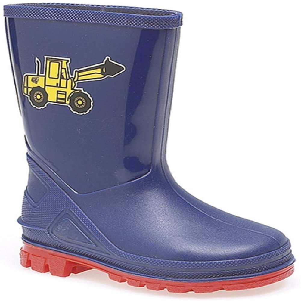 StormWells Girls Puddle Flowers Wellingtons, Navy Blue Red Pvc, 7.5