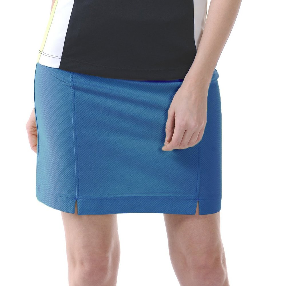 Monterey Club Women's Solid Honeycomb Texture Knit Skirt #2856 (Peacock Blue, Medium)