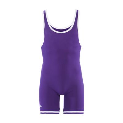 Matman Wrestling Boys Youth Double Knit Nylon Singlet, Purple/White, Youth X-Small