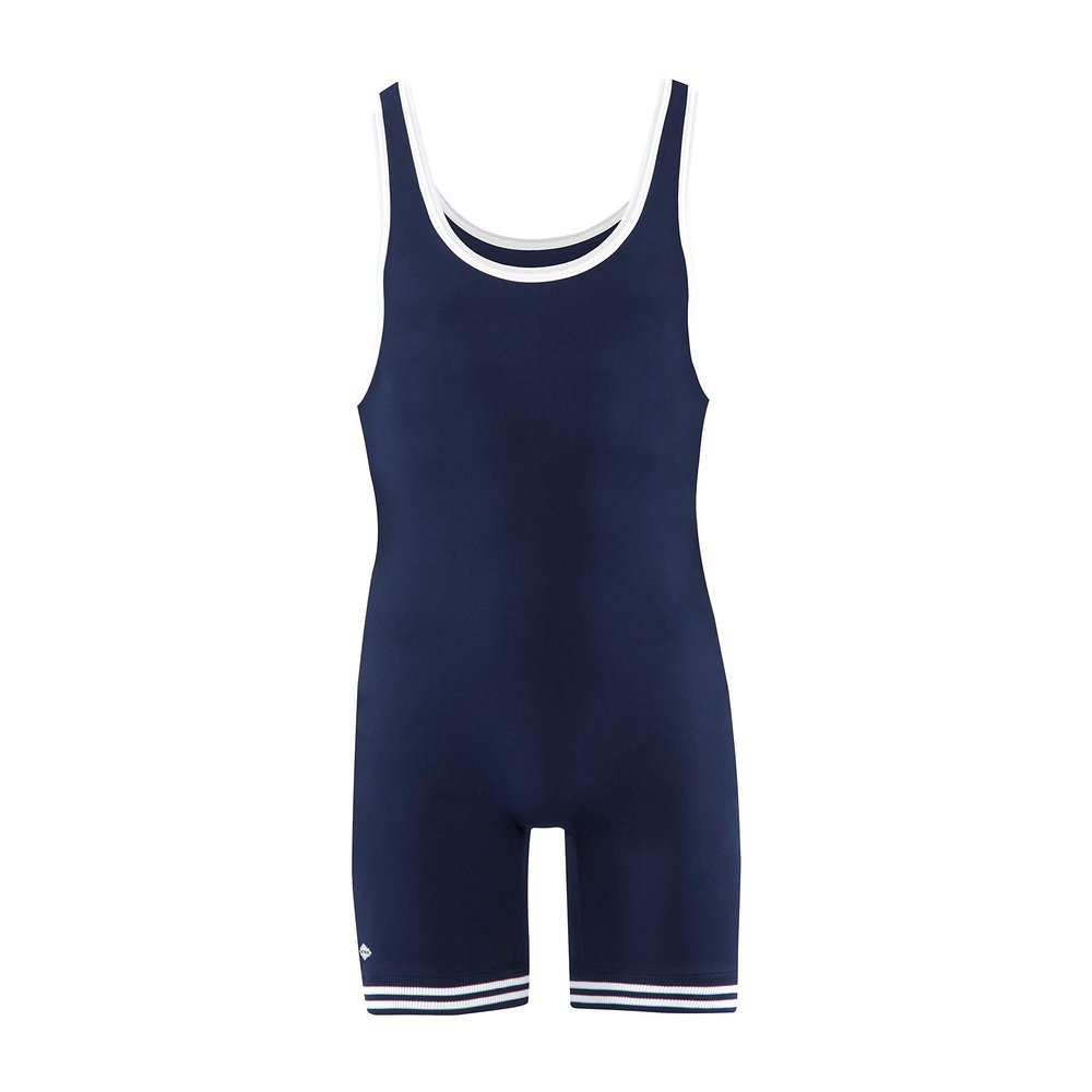 Matman Wrestling Boys Youth Double Knit Nylon Singlet, Navy/White, Youth X-Small