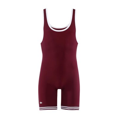 Matman Wrestling Boys Youth Double Knit Nylon Singlet, Maroon/White, Youth Large