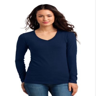 District Women's Long Sleeve V-Neck Concert T-Shirt_New Navy_XXX-Large