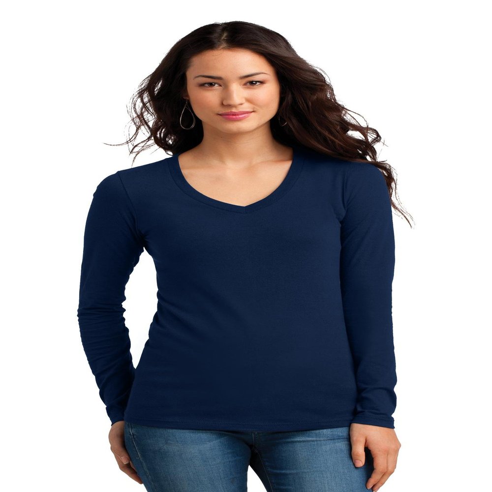 District Women's Long Sleeve V-Neck Concert T-Shirt_New Navy_XXX-Large