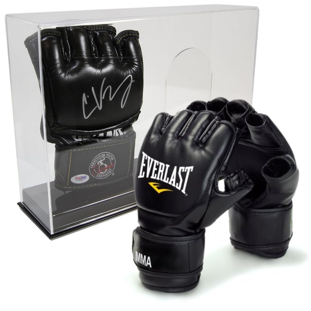 Collectible Supplies Deluxe Double MMA Glove Display Case | Fight Glove Display Case with Sturdy Base & Stand | Crystal Clear Acrylic UV Protection | Ideal for Football or Baseball Batting Gloves