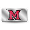 NCAA Miami Redhawks Laser Inlaid Metal License Plate Tag, Silver view 1