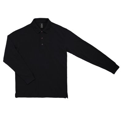 dunbrooke Men's Long Sleeve Superior Polo, Black, Small