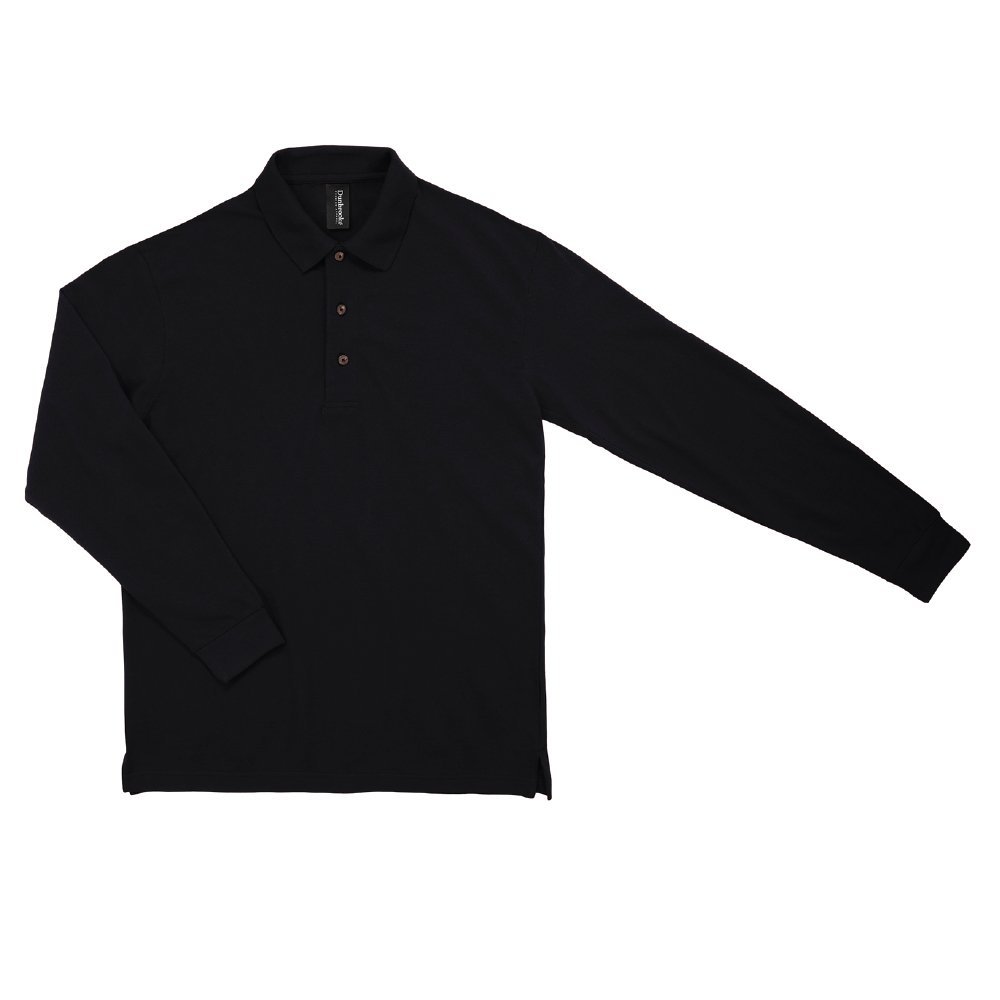 dunbrooke Men's Long Sleeve Superior Polo, Black, Small