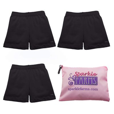Sparkle Farms Girls Under School Uniform Shorts, Bike Shorts, Playground Shorts, Cartwheel Shorts, 3-Pack, Black, Size 9