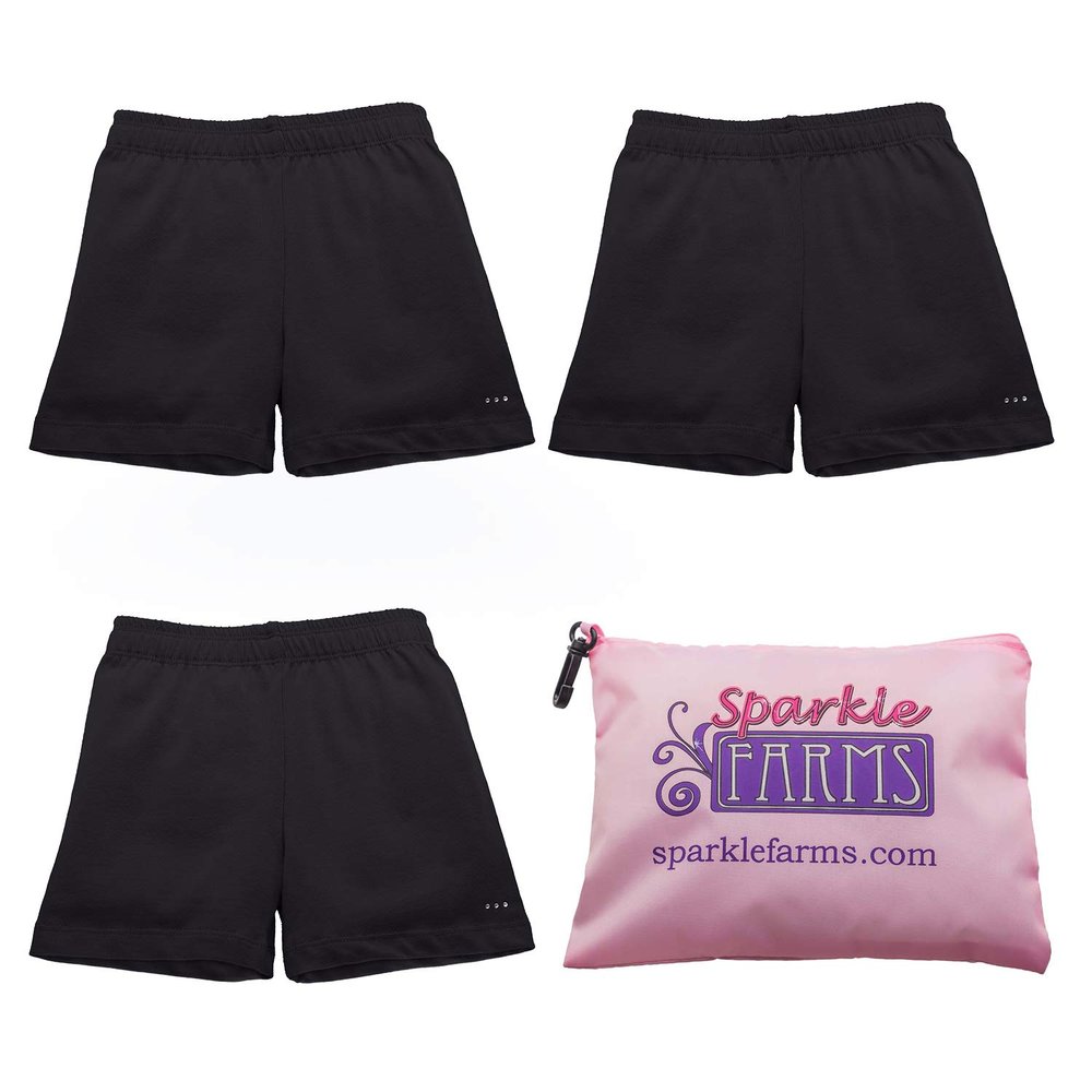 Sparkle Farms Girls Under School Uniform Shorts, Bike Shorts, Playground Shorts, Cartwheel Shorts, 3-Pack, Black, Size 9