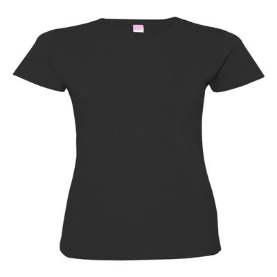 LAT Ladies Cotton Fine Jersey T-Shirt, Black, Small. (Pack of 3)
