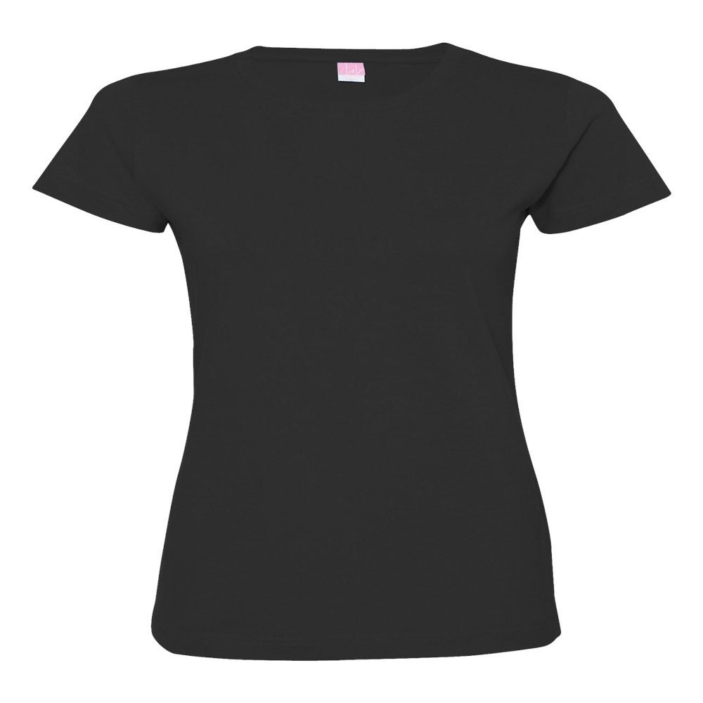 LAT Ladies Cotton Fine Jersey T-Shirt, Black, Small. (Pack of 3)