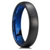 King Will 5mm Black and Blue Wedding Band for Men Women, Domed Brushed Tungsten Carbide Rings, Comfort Fit, Size 11 view 1