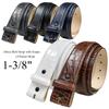 35MM Italian Calfskin Genuine Leather Dress Belt Strap with Snaps 1-3/8"(35mm) Wide (Alligator Black, 38) view 2