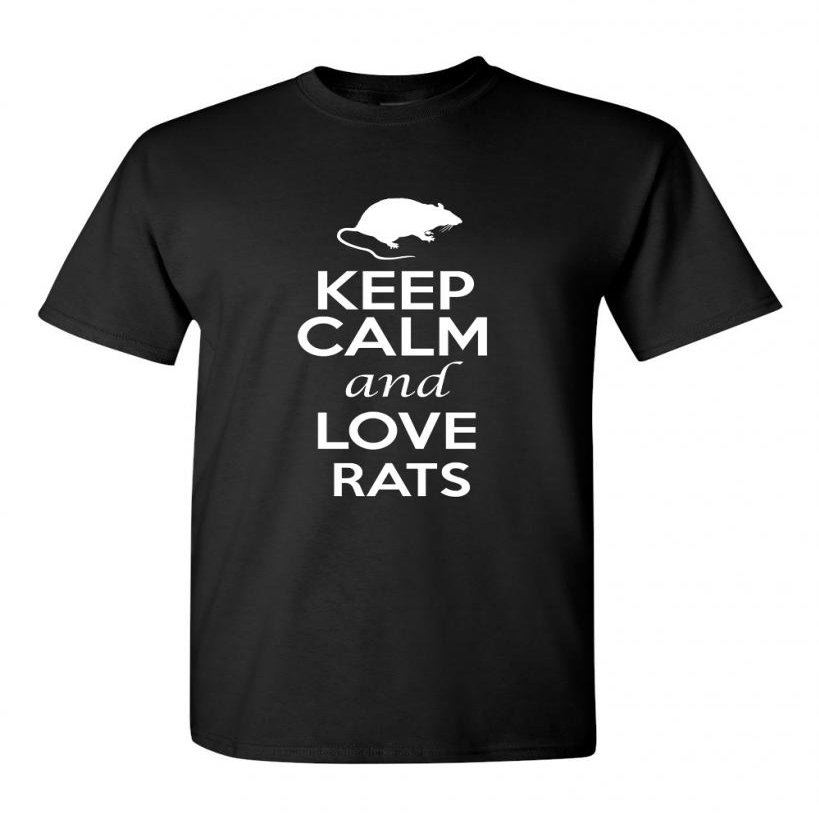 Keep Calm and Love Rats Rodents Novelty Statement Unisex Adult T-Shirt Tee (XXX Large, Black)